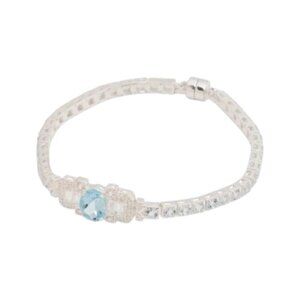 🔥YUGSHA Made In India Sterling Silver Blue And White Topaz Antique Bracelet